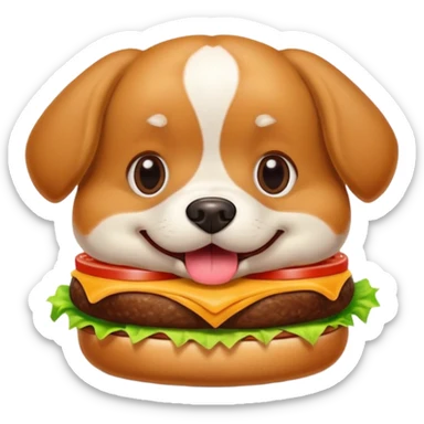 Dog eating burger sticker