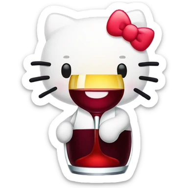 Hello Kitty drinking red wine sticker