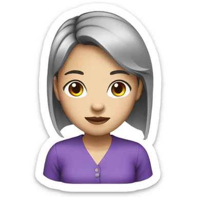 Chinese girl with glass in business purple shirt sticker