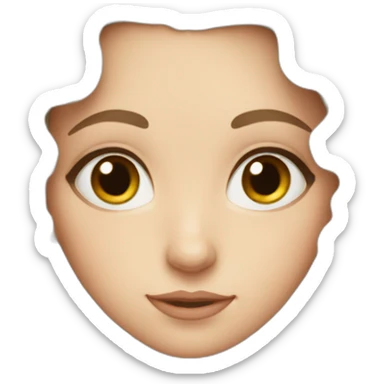 a white girl with long curly and brown hair with big eyes and big eyebrows sticker