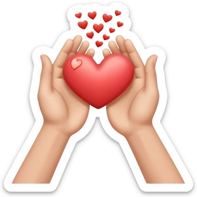 two hands reaching toward each other with a heart sticker