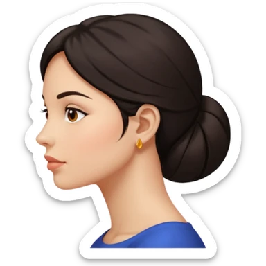 el rostro de perfil de una mujer donde simule que obtuvo un lifting facial sticker