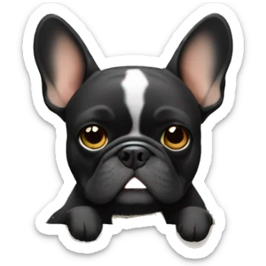 Black-and-tan French bulldog burying money  sticker
