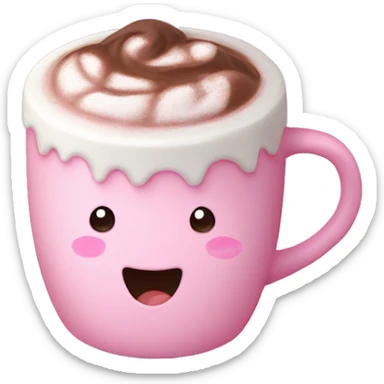 Hot chocolate in pastel pink cutesy sticker