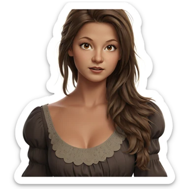brown-haired girl in dress sticker