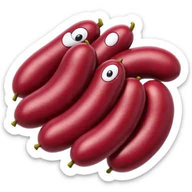 red beans, small cluster, kidney-shaped, brick red to deep burgundy, smooth, plump, glossy, natural curves, no extras, no faces, clean 3D, soft shadows, transparent background, emoji scale sticker
