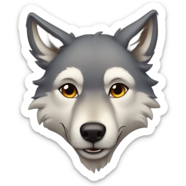 An anthropomorphic wolf in love rosy cheeks sticker