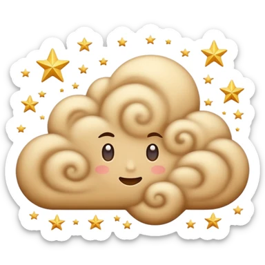 A cloud of dust with various swirls and stars emerging from it. sticker
