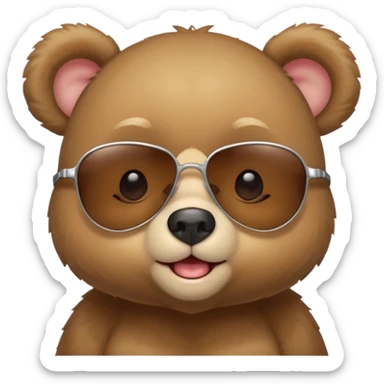 The face of a cute baby bear with sunglasses (thin cheeks, not much hair) sticker