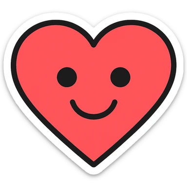 colorful outlined icon of a heart with a smiling face sticker