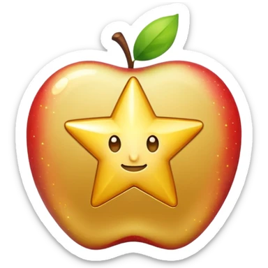 Create a gold star badge emoji in Apple emoji style with a round badge and a star in the center. Keep the background transparent. sticker