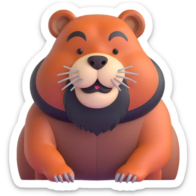 brutal beaver with a black beard sticker