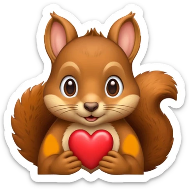 squirrel emoji with heart shapes in place of eyes, apple emoji style, no text sticker
