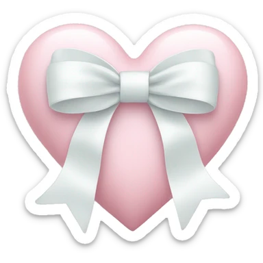 Pastel pink heart with white bow sticker