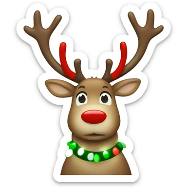 Reindeer with red, green, & white vintage Christmas lights  sticker