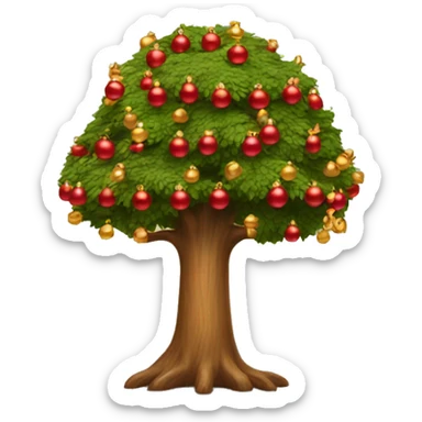 tree with red and gold ornaments sticker