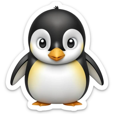 cinematic-cute-emperor-penguin-portrait-emoji,-head-tilted-playfully-and-inquisitively,-with-glossy,-pristine-plumage,-sparkling-eyes-filled-with-curiosity,-simplified-yet-irresistibly-adorable-features, black, large black eyes face, zoomed in sticker