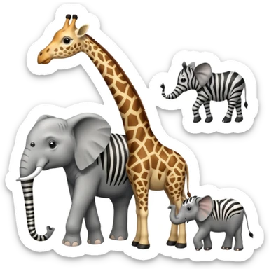 Make giraffe and zebra with no long neck and elephant sticker