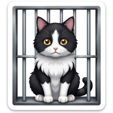 Black and white cat in jail sticker