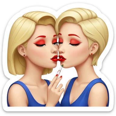lesbians kissing and smoking sticker