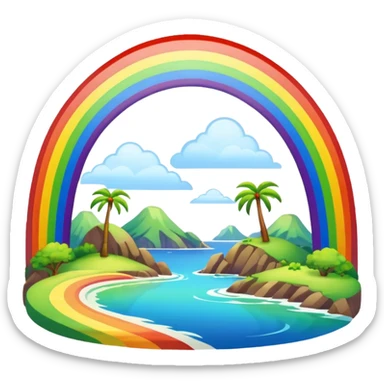 Rainbow Bridge – Arched rainbow connecting islands. sticker