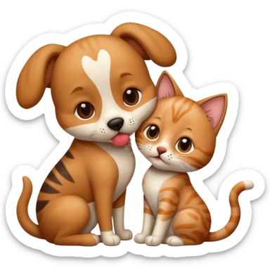 perro con gato dándose un beso  sticker