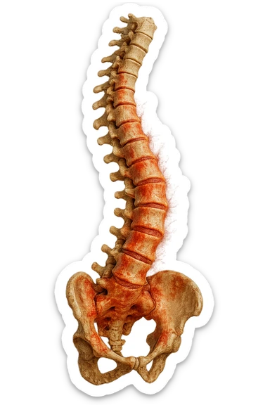 spina dorsale infiammata e storta, scoliosi, iperrealistico 4k sticker