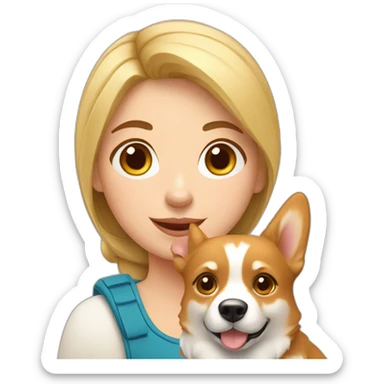 Russian girl with corgi sticker