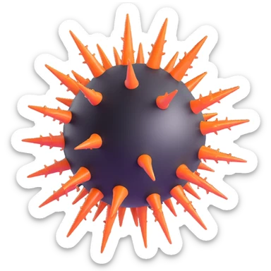 glossy virus with spikes similar to iOS emoji style sticker