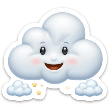 cheerful cloud with a smiling face surrounded by small stars in the sky sticker
