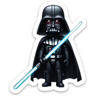 dark vader holding light saber sticker