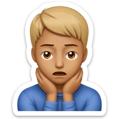 An emoji with their hand wrapped around their neck and squeezing they looked stressed sticker