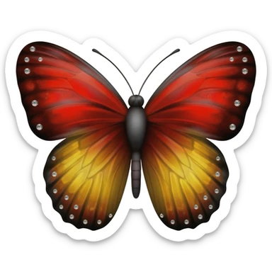 A beautiful butterfly with red, yellow and black combination with tiny diamonds on the wings sticker