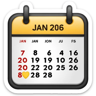 January calendar flat emojy style just writte Jan 2026. More flat style Just JAN 2026 should be on it. No need for days , shoujdbe JAn 2026 written in the middele of the icon sticker