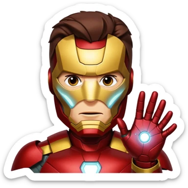 Iron man pinching loki on face  sticker