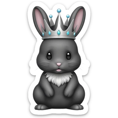 black bunny with silver crown sticker