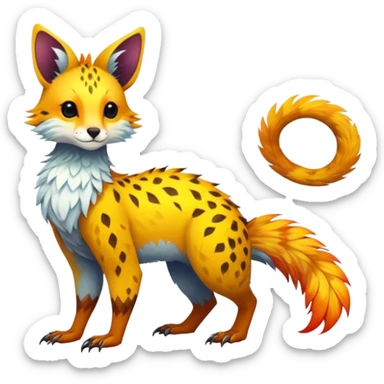 Feral Rare Fantasy vibrant tropical Vernid-Trico-species by LiLaiRa, random markings, tufted tail, tufted ears, full body sticker