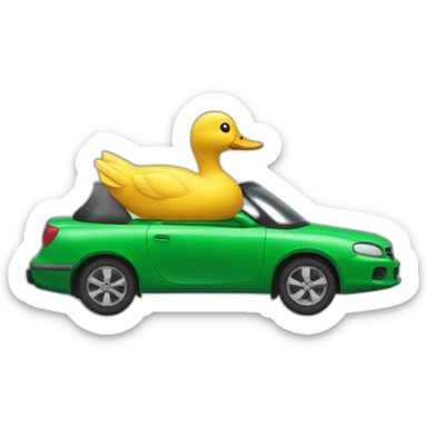 Un canard qui conduit une voiture décapotable verte sticker