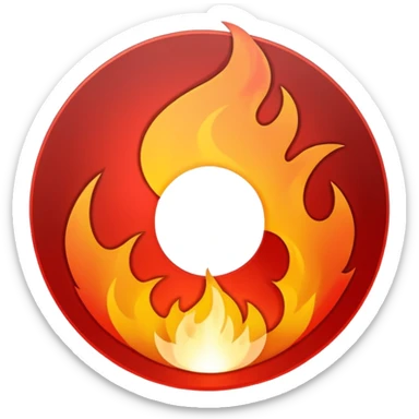 A minimalist CD disc with a subtle fire design, red flames sticker