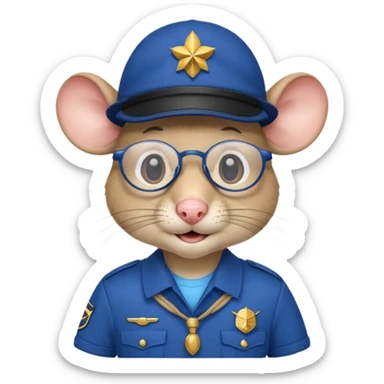 humaniod mice with a scout hat with glasses blue uniform sticker