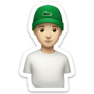 white boy using lacoste beanie with lacoste sticker