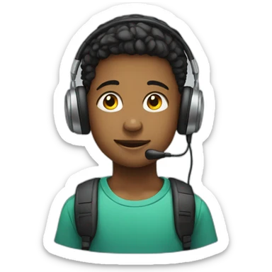 young boy listening to audio sticker