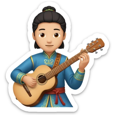 ancient chinese play guitar sticker