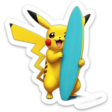 Pikachu debout sur une planche de surf sticker