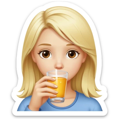 cute blonde girl drinking from rjmnkeee sticker