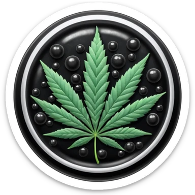 frozen caviar with cannabis leaf sticker