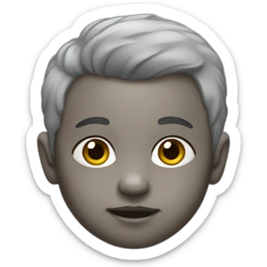 infant emoji with grey skin and very few hairs sticker