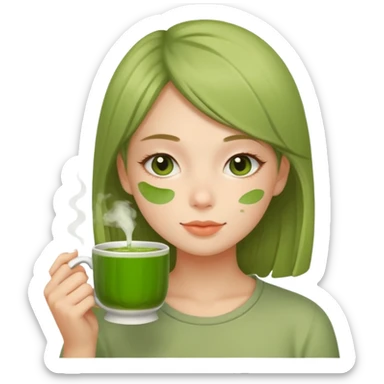 Girl drinking matcha sticker