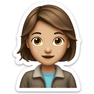 ￼ brown haired girl with pimples sticker