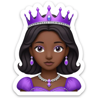 Obsidian Princess – black tiara + violet trim,Shadow Princesses. sticker